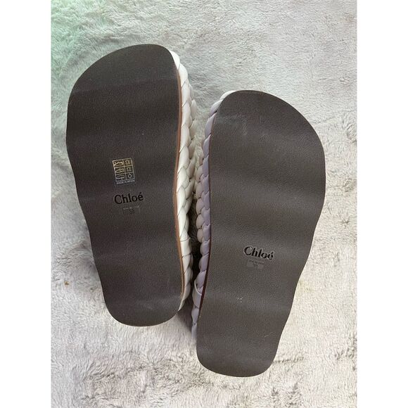 Chloé Women's Ivory Leather Slide Sandals Braided Design Casual Summer s… - Picture 4 of 13